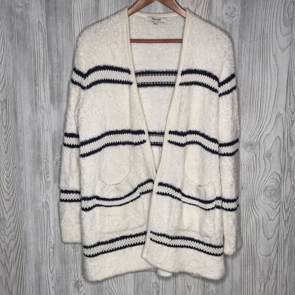Madewell Striped Boucle’ Cardigan Size Medium - Picture 2 of 5